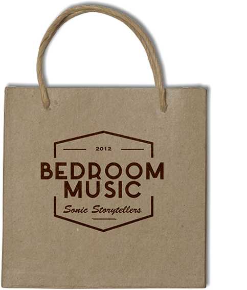 This is an image of a paper gift bag for my website bedroommusicrecords.com | Bedroom Music