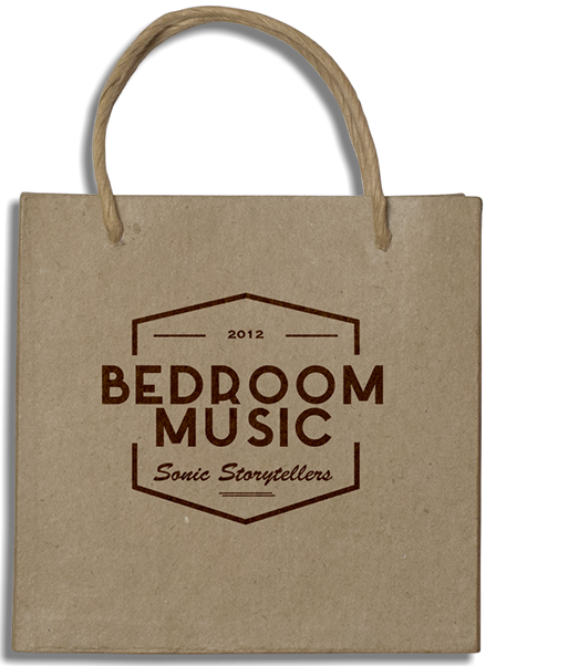 This is an image of a paper gift bag for my website bedroommusicrecords.com | Bedroom Music